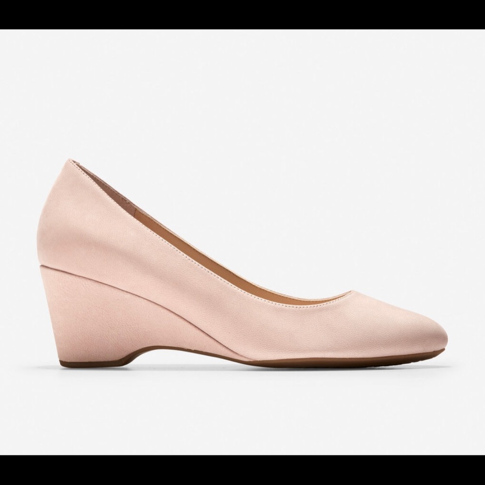 Cole Haan  nubuk blush pink wedges 7.5